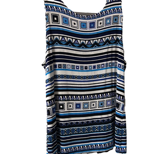 Chicos - Travelers: Geometric Blue and white and Black Women's tank top. Size 2